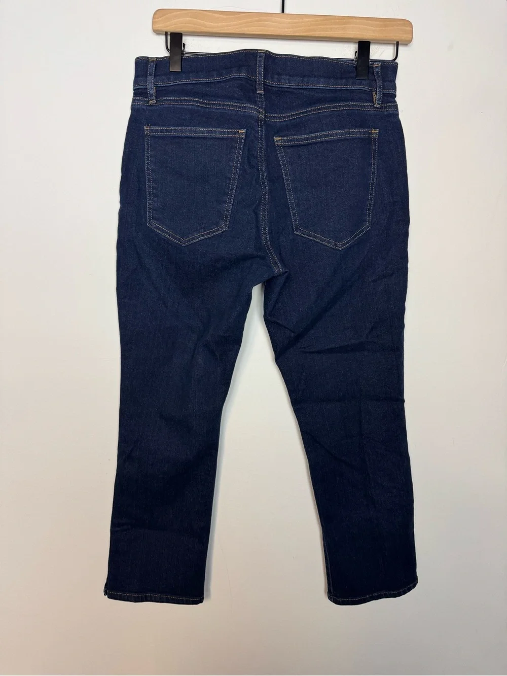 Ann Taylor Dark Blue Ankle Jeans with Button-Hem
